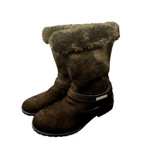 Girls Size 5 Nautica Cosima Black Fur Top Ankle Zipper Like New!